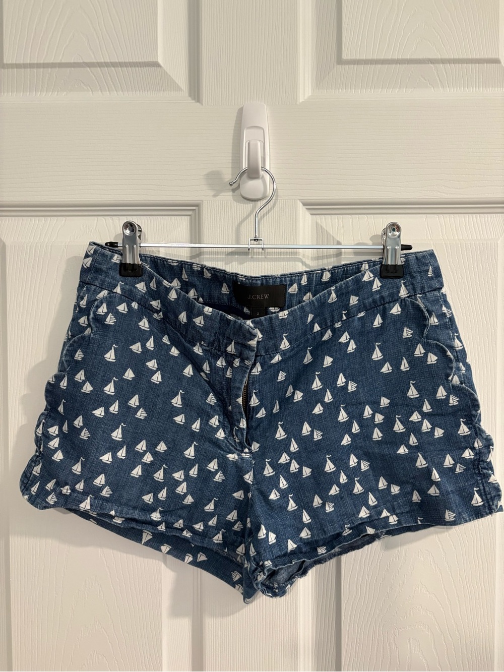 J. Crew Navy Sailboat Print Denim Shorts